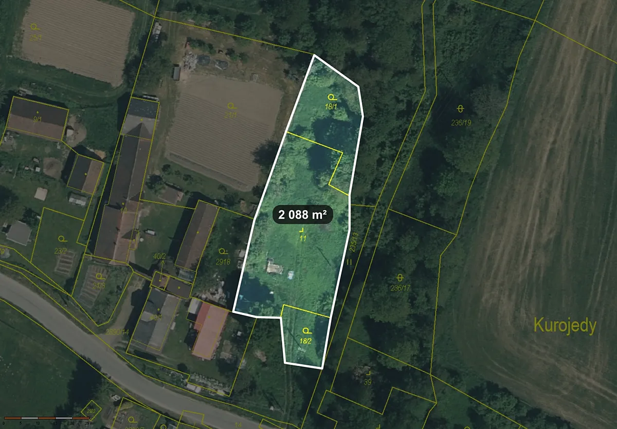 Prodej stavebního pozemku 2088 m²